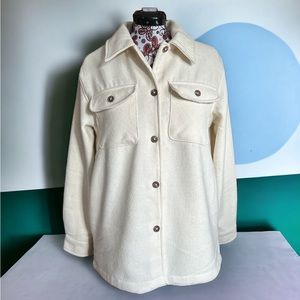 Boston Traders White Shacket Shirt Jacket Cozy Wool Blend Medium